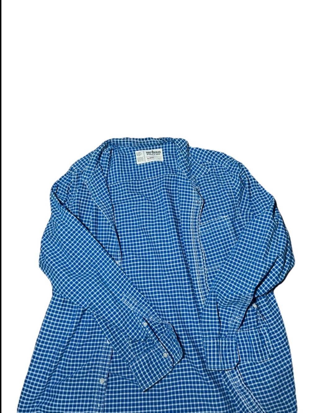 Urban Pipeline Men's XL
Blue and White Gingham Plaid Long Sleeve Button